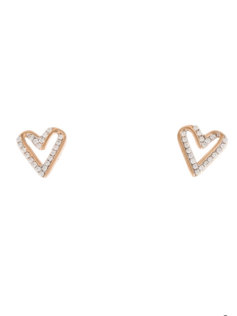 14K Diamond Heart Stud Earrings